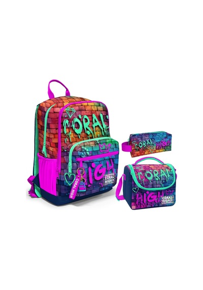 Coral High Üçlü İlk ve Ortaokul Okul Çanta Seti - Pembe Lacivert Grafiti - Erkek Çocuk