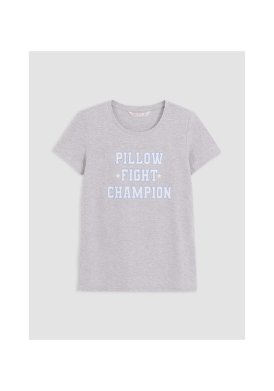 Lcw Dream Mavi Bisiklet Yaka Baskılı Kadın Pijama Takım