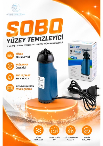 Sobo Yüzey Temizleyici İç Filtre - Yüzey Temizleyici - Yüzey Yağlanma Önleyici - 200 Lt/saat - Aktif Temizlik - 3w - Sk-03