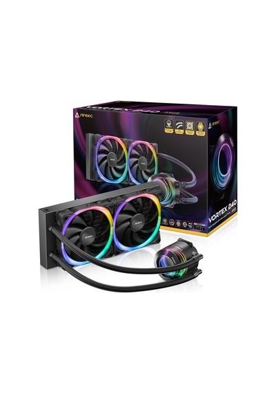Vortex 240 Argb 240mm Aıo Sıvı İşlemci Soğutucu, 2x120mm Fusion Pwm Argb Fan, Intel/amd, Siyah