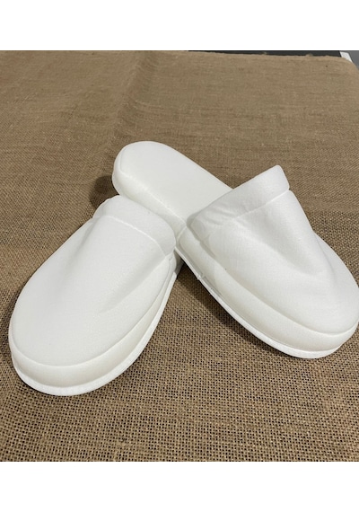 100 Çift Çift Kat Polyester Havlu Süslenebilir Lohusa Terliği Kalın Sünger Taban Otel Banyo Terlik Beyaz