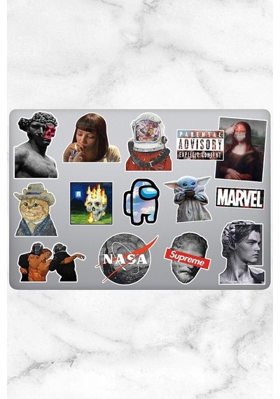 Aesthetic Temalı Laptop Notebook Tablet Sticker Seti 14 Adet
