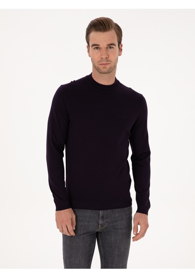 Cacharel Mürdüm Slim Fit Yün Karışımlı Çeyrek Balıkçı Yaka Basic Triko Kazak Pembe