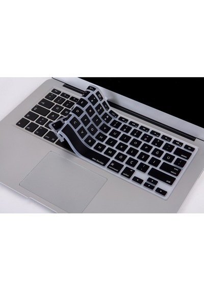Apple Uyumlu MacBook Air Pro Klavye Koruyucu Türkçe Q Baskılı Us Klavye Silikon Kapak Siyah