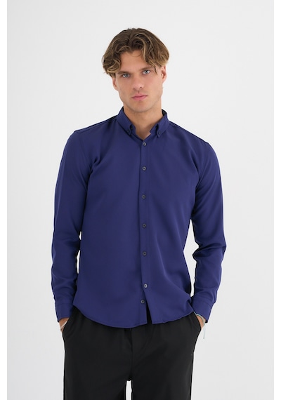 Redline Flex Slim Fit Yumuşak Kolay Ütü Nefes Alan Erkek Gömlek Mavi