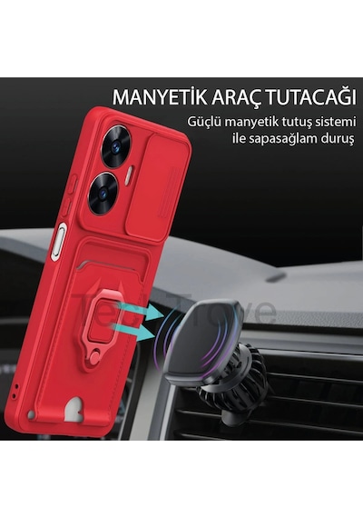 Xiaomi Redmi Note 11 Kılıf Kamera Koruma Sürgülü Kartvizitli Kartlıklı Standlı İpli Renkli Kapak