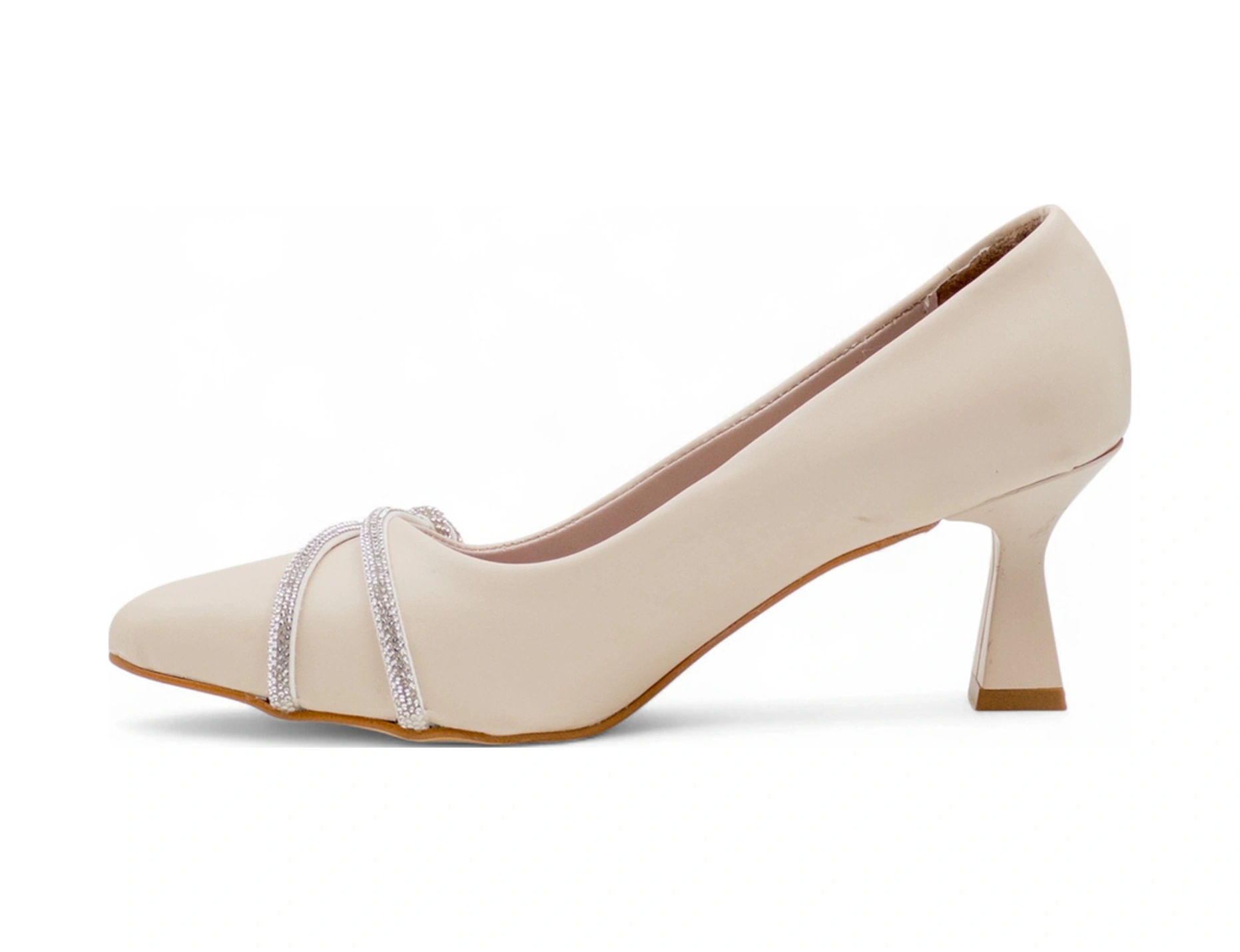 Bilener 0803 Taşlı Kadın Stiletto Krem