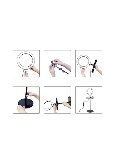 Çift Telefon Tutucu 12Cm Led Işık Stand Youtuber.Makyaj Set