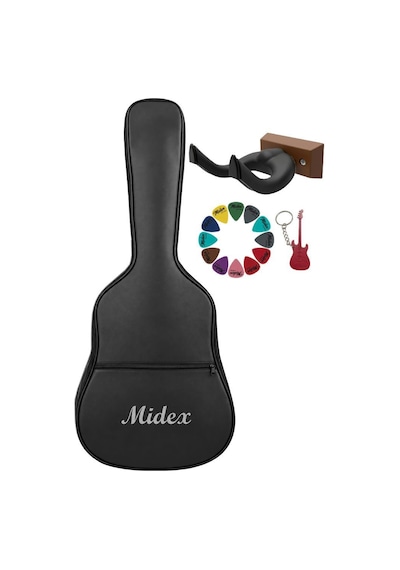 Midex Gk-40k Klasik Gitar Çantası Kaliteli Siyah Kılıf Duvar Askısı Standı + 12 Pena