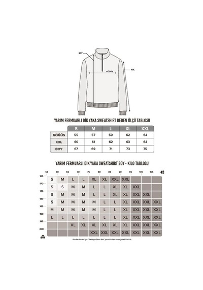Tudors Unisex Relax Fit Rahat Kesim Pamuklu İçi Polarlı Yarım Fermuarlı Haki Dik Yaka Sweatshirt-31452
