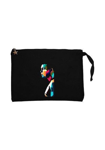 Muhammad Ali Portre Siyah Clutch Astarlı Cüzdan / El Çantası Siyah