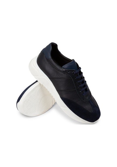 Deery Hakiki Deri Lacivert Erkek Sneaker Ayakkabı - 01961Mlcvp01 Lacivert