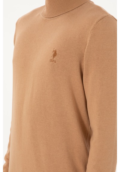 U.S. Polo Assn. Erkek Slim Fit Balıkçı Yaka Camel Melanj Basic Kazak 50288884-VR122 U.S. Polo Assn. Erkek Slim Fit Balıkçı Yaka Camel Melanj Basic Kazak 50288884-VR122