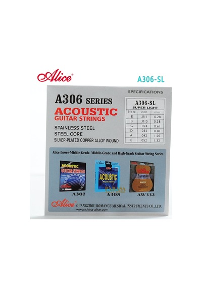 Alice A-306Sxl Gümüş Sargılı Akustik Gitar Tel Seti