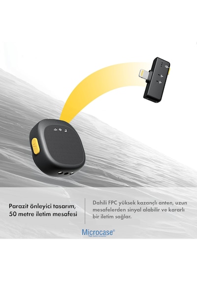 Microcase Kablosuz Çiftli Yaka Mikrofonu Seti - Şarj Kutulu Type-c Ve Lightning Uyumlu Gürültü Engelleyici Vlog Mikrofonu-al5819