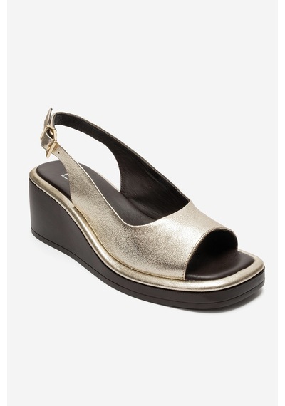 Luvi Shoes Orlena Altın Hakiki Deri Dolgu Topuklu Sandalet