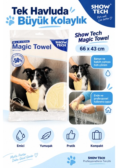 Show Tech Sihirli Kedi/köpek Havlusu 66x43 Cm