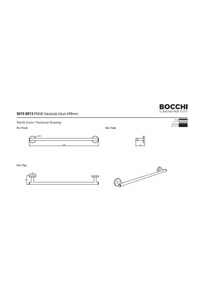 Bocchi Piave Havluluk Uzun 49 Cm Mat Siyah 3015-0013-ab Çok Renkli