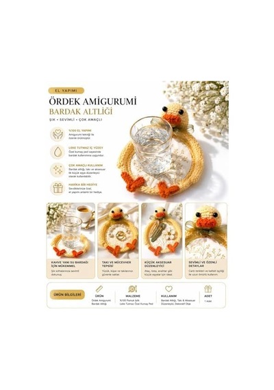 Sarı Ördek Amigurumi El Örgüsü Bardak Altlığı - Çok Amaçlı Dekoratif Takı Ve Anahtar Tabağı - El Yapımı Örgü Figürlü Coaster 1 Sarı Ördek Amigurumi El Örgüsü Bardak Altlığı - Çok Amaçlı Dekoratif Takı Ve Anahtar Tabağı - El Yapımı Örgü Figürlü Coaster 1