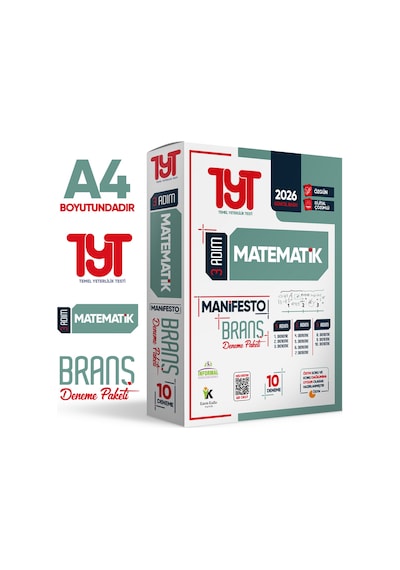 2026 YKS TYT Matematik 3 Adım Manifesto 10 Adet Branş Deneme Paketi Dijital Çözümlü