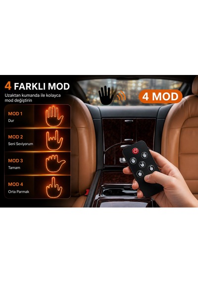 Uzaktan Kumandalı El Orta Parmak Led Araba İçin Led Işık
