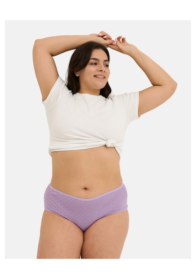 Alya Underwear %100 Pamuk Kumaşlı, Büyük Beden Yüksek Bel Kalp Desenli Ribana Jakar Kadın Külot Çok Renkli P15
