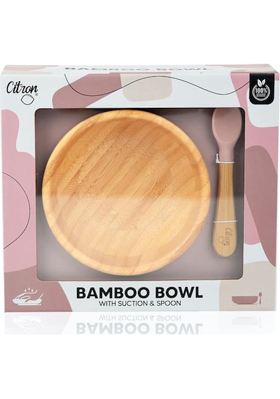 Citron Vakum Tabanlı Organik Bambu Kase Seti - Blush Pink 1073612