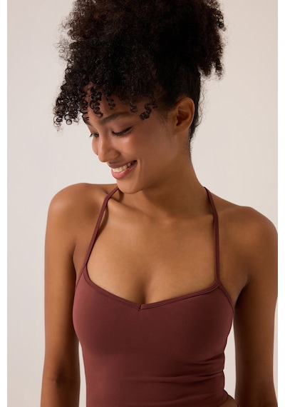 Los Ojos X Ece Bordo Kalp Yaka Spor Sütyeni Sweetheart Neck Top Bordo Bordo