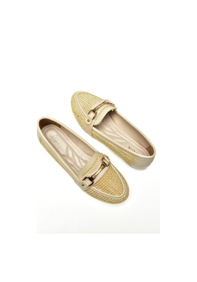 Fox Shoes U250029017 Bej Hasır Kadın Babet Bej-hasir Bej