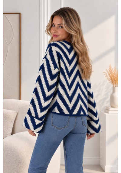 Lima Lacivert Kadın Zikzak Desenli Oversize Triko Kazak Bisiklet Yaka Uzun Kollu Örgü Kazak Lima Lacivert Kadın Zikzak Desenli Oversize Triko Kazak Bisiklet Yaka Uzun Kollu Örgü Kazak