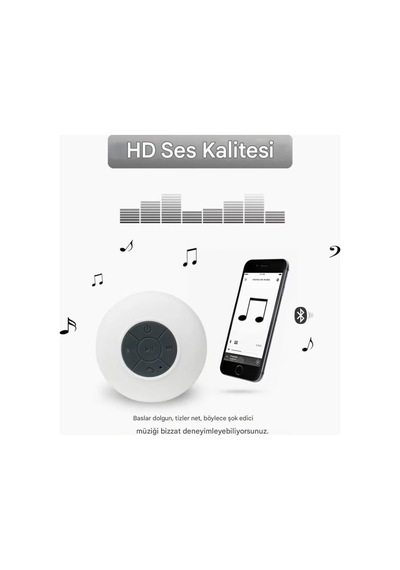 Su Geçirmez Bluetooth Hoparlör Vantuzlu Havuzda Yağmurlu Havalarda Ipx4 3w Kaliteli Ses Banyo Duş Hoparlörü S56 Beyaz