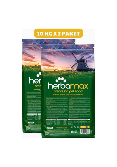 Herbamax Tavuklu ve Pirinçli Yetişkin Kedi Maması 2 x 10 KG