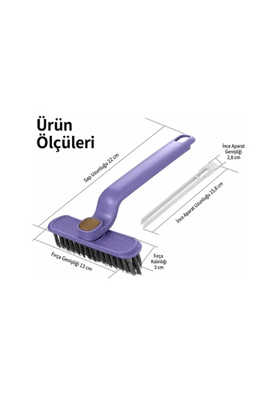 Cımbızlı Döner Başlıklı Dip Köşe Temizlik Fırçası Derz Fayans Lavabo Fırçası 24 Cm