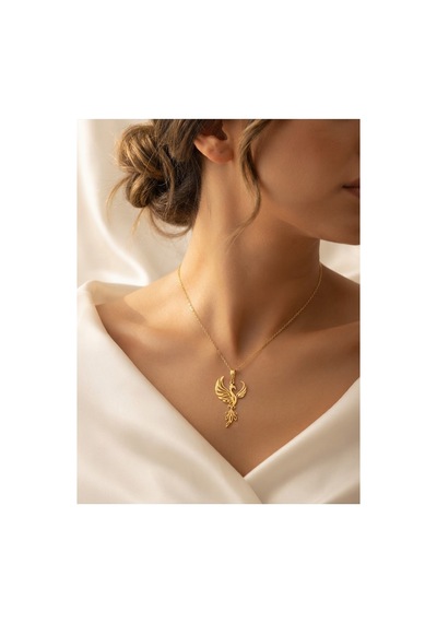 925 Ayar Gümüş Zarif Anka Kuşu Kolye.rose.gold.rodaj Renk Seçeneği