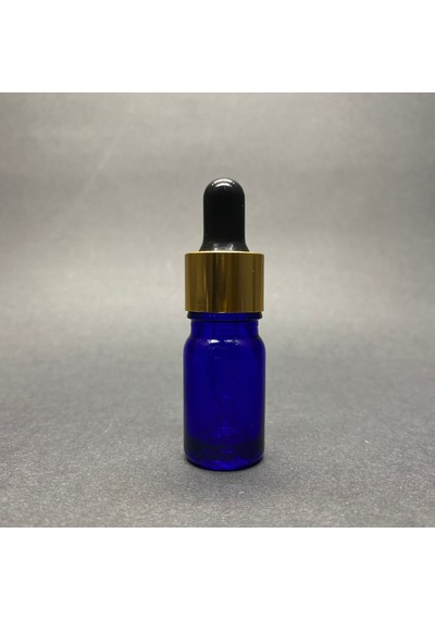 Cam Damlalıklı Şişe Gold Metal Kapak Mavi 5 ML