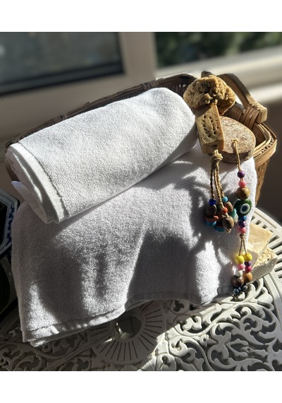 Ağcabay Tekstil Otel Tipi %100 Pamuk Beyaz Banyo Havlusu 90x150 Ebat 700gr
