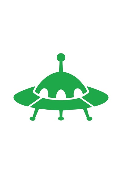 Ufo Araba Sticker 17x17 Cm Yeşil