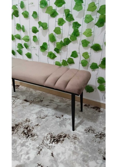 Özcan Metal Siyah Metal Ayaklı Metal Kasalı Bench Mutfak Salon Antre Yatak Odası Balkon Puf Bank Kahverengi Siyah