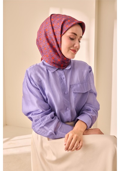 Silk Home Twill İpek Eşarp 11479-22 Parlak Turuncu, Eflatun