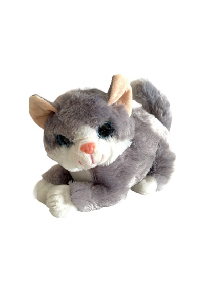 Sesli Miyavlayan Jumbo 30 Cm Peluş Kedi - Gri Gri