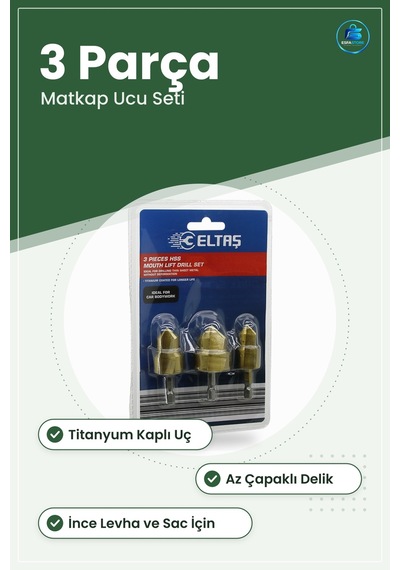 Hss Sac Delme Matkap Ucu Seti 3 Parça Titanyum Kaplı Az Çapaklı İ