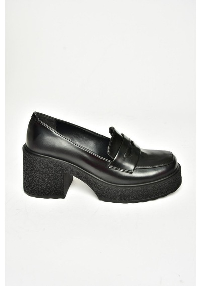 Fox Shoes T996152008 Siyah Rugan Kalın Topuklu Kadın Ayakkabı Siyah