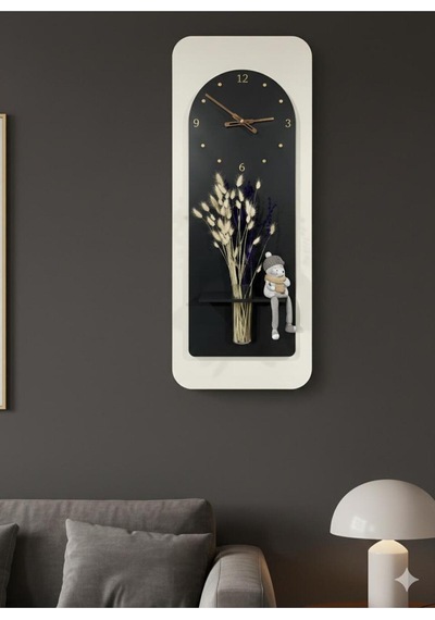 Açelya Ahşap Pilli Ledli İskandinav Tarzı Salon Duvar Rafı Modern Çiçeklik 40x100 Cm Paris Grisi - Antrasit