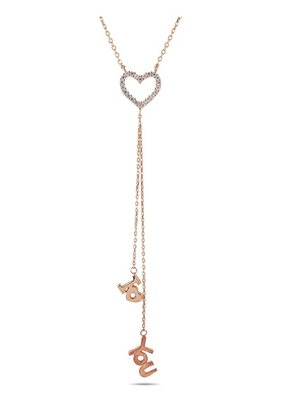 Kuyumcudukkani Zincirli"ı Love You Sallantılı"kolye-37223-r-w Rose Gold