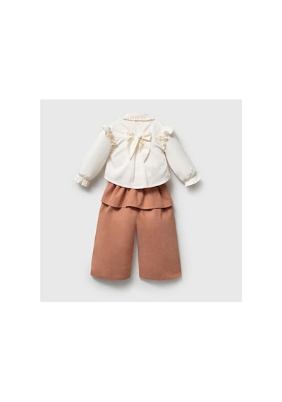 Ministok Miss Ladies Fiyonk Nakışlu Gömlek Pantolon 2 Li Takım Kahverengi