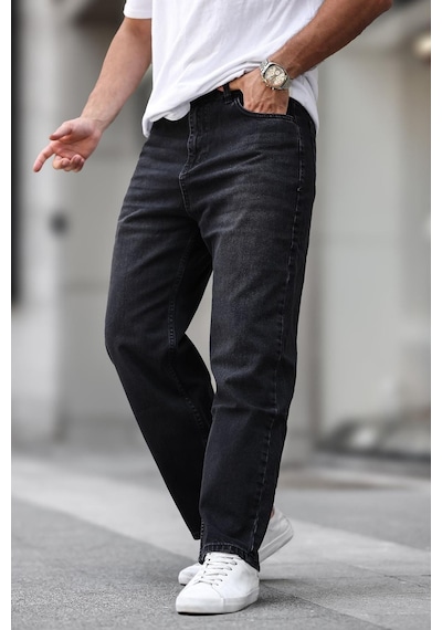 Madmext Siyah Erkek Yıkamalı Baggy Jean 7216-siyah Siyah