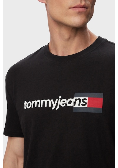 Tommy Jeans T Shirt Erkek T Shirt Dm0dm23406 Bds Siyah