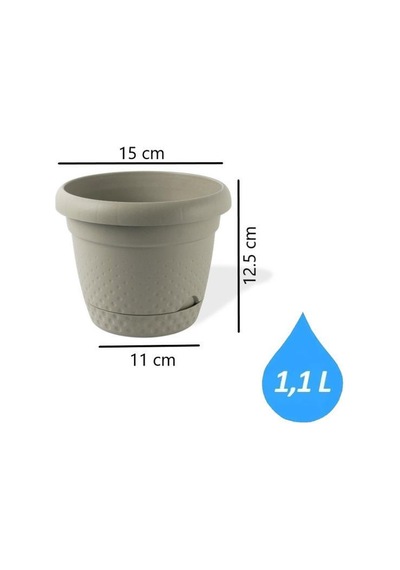 Omnipazar Krs-341 Dekoratif İnci Bitki Çiçek Saksı Takımı 1.1 Litre No 1 Bej