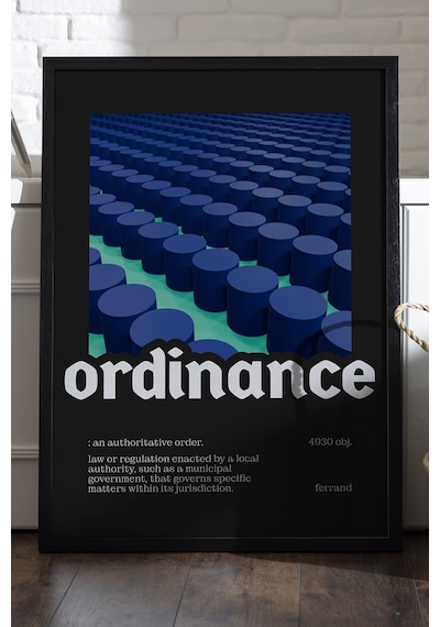 Ordinance Siyah Ahşap Çerçeveli Poster, Dekoratif Hediyelik Duvar Tablosu