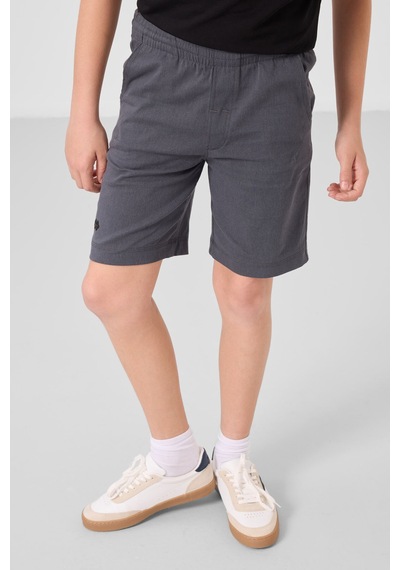 Siyah-gri Pamuklu Oversize Fit Dokuma Hafif Esnek Chino Erkek Çocuk Şort Takım - 11277 Siyah - Gri